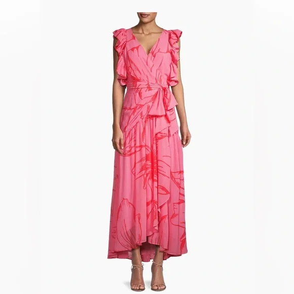 Hutch Beck Chiffon Floral Wrap Maxi Dress NWT Size XS - Picture 2 of 16